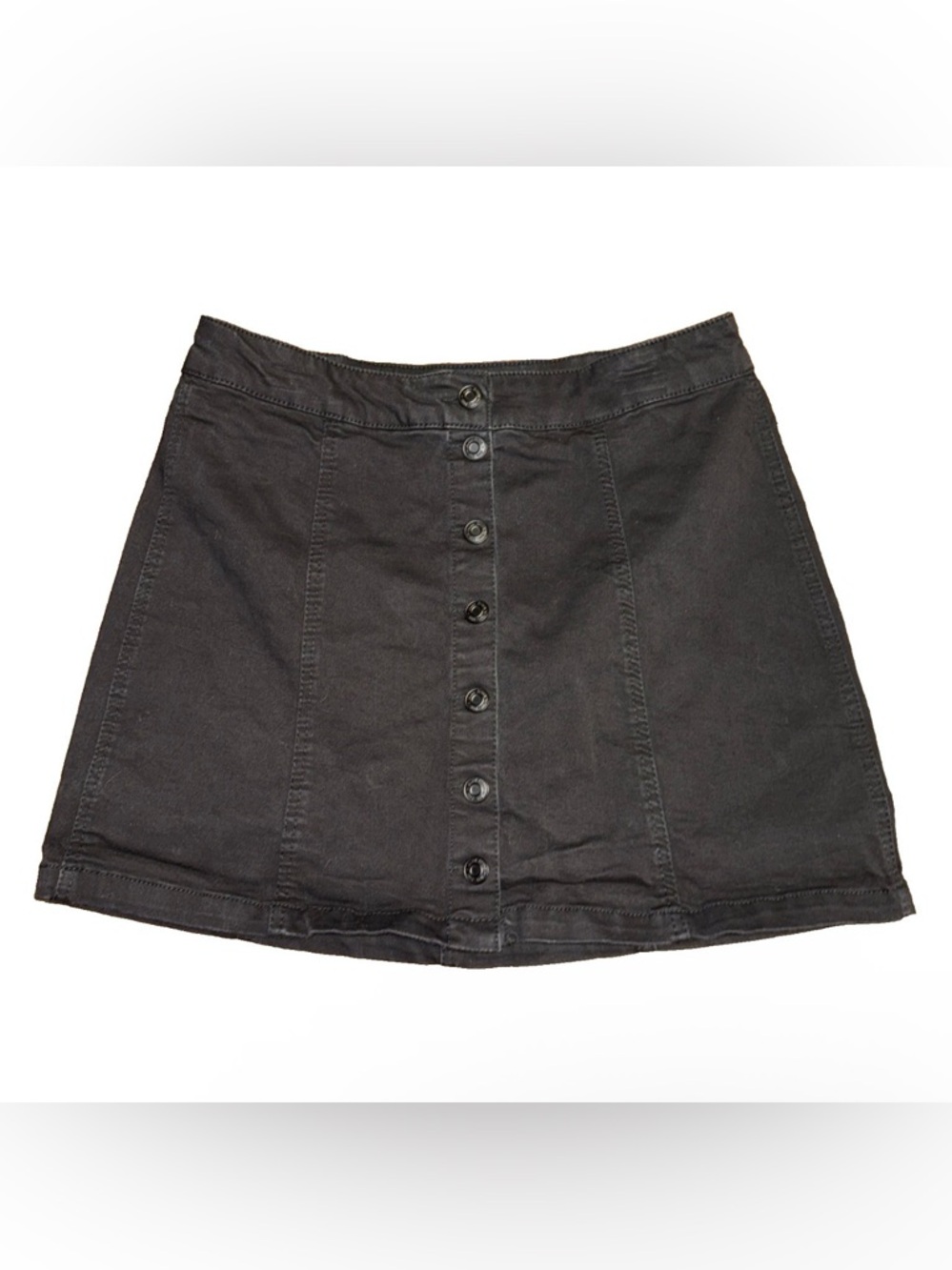 MUDD Juniors Skirt 11 Cotton Blend Black Button‎ Front Flex Stretchy Short Goth